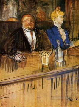  Henri Pintura al %C3%B3leo - En el Café El Cliente y el Cajero Anémico postimpresionista Henri de Toulouse Lautrec